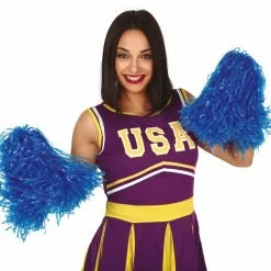 Fiestas Guirca Sports Costumes Pair Of Pom Poms Blue Small