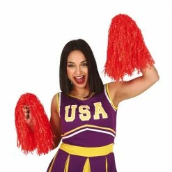Fiestas Guirca Pair Of Pom Poms Red Small Sports Costumes