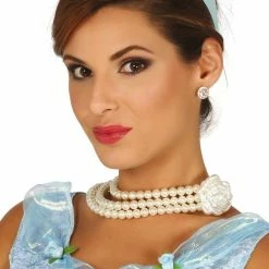 Fiestas Guirca Pearl Necklace With Flower 1920's