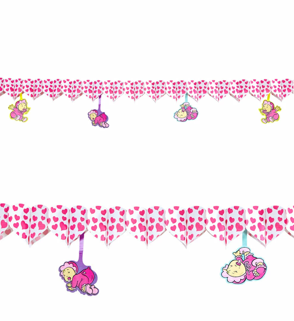 Widmann Pink Hearts With Babies Garland 3 Widmann Pink Hearts With Babies Garland