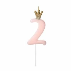 Partydecor Party Supplies Pink Number 2 Birthday Candle With Crown