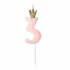 Partydecor Pink Number 3 Birthday Candle With Crown