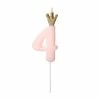 Partydecor Party Supplies Pink Number 4 Birthday Candle With Crown