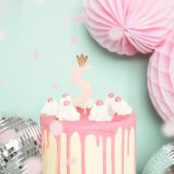 Partydecor Pink Number 5 Birthday Candle With Crown