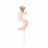 Partydecor Pink Number 5 Birthday Candle With Crown
