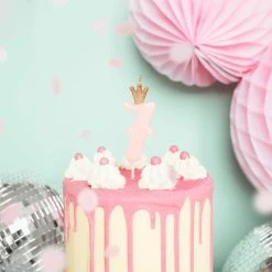 Partydecor Pink Number 7 Birthday Candle With Crown
