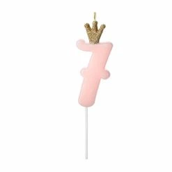 Partydecor Pink Number 7 Birthday Candle With Crown