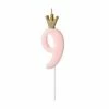 Partydecor Pink Number 9 Birthday Candle With Crown