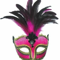 Bristol Costume Accessories Pink Velour Masquerade Mask