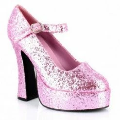 My Fancy Dress Pink Glitter Mary Jane Platform Shoes Costume Accessories
