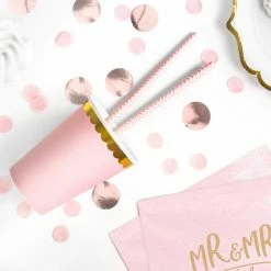 Partydecor Pink And Gold Trim Paper Cups Pk Of 6 Party Supplies