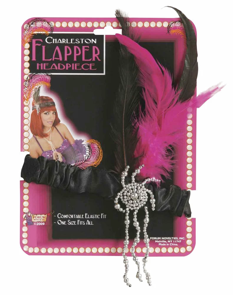 Bristol 1920's Flapper Headband Pink And Black 3 Bristol 1920's Flapper Headband Pink And Black