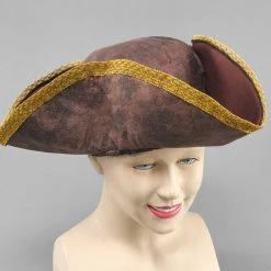 Bristol Ladies Pirate Pirate Brown & Gold Tricorn Hat