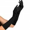 Widmann Pleated Satin Black Opera Gloves