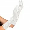 Widmann Pleated Satin White Opera Gloves