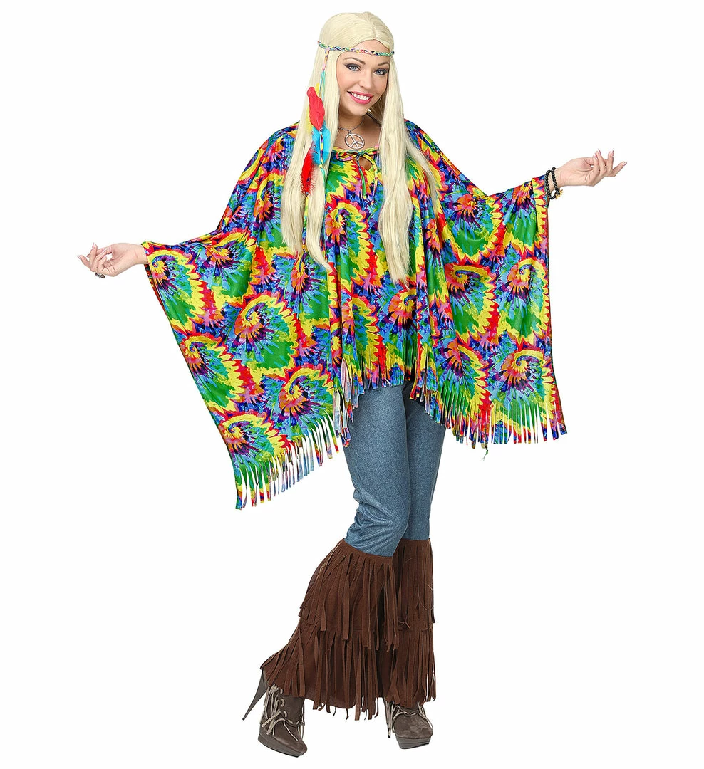 Wicked Psychedelic 60's Hippie Poncho With Headband 4 Wicked Psychedelic 60's Hippie Poncho With Headband