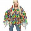 Wicked Psychedelic 60's Hippie Poncho With Headband 2 Wicked Psychedelic 60's Hippie Poncho With Headband