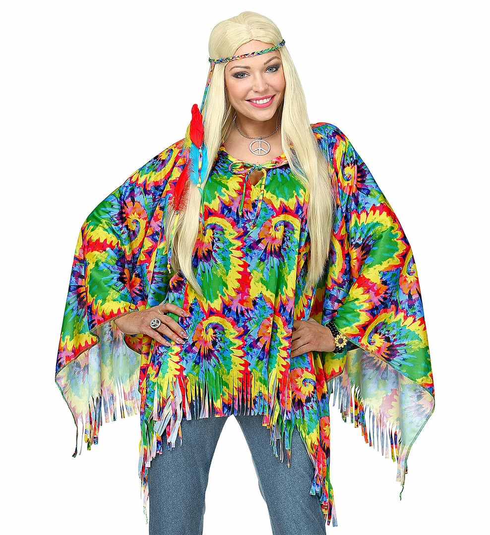 Wicked Psychedelic 60's Hippie Poncho With Headband 3 Wicked Psychedelic 60's Hippie Poncho With Headband