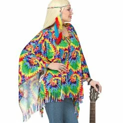 Wicked Psychedelic 60's Hippie Poncho With Headband 9 Wicked Psychedelic 60's Hippie Poncho With Headband