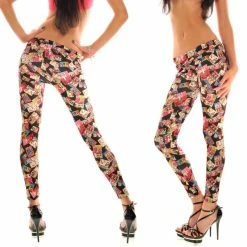 My Fancy Dress Punk Collage Comic Strip Print Leggings Ladies