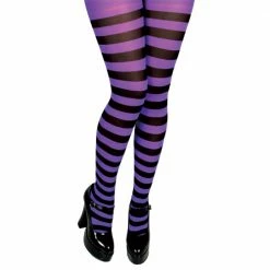 Wicked Purple And Black Striped Tights Halloween Accessories