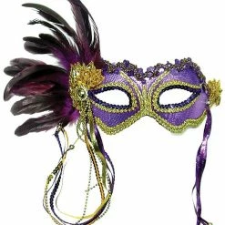 Bristol Purple And Gold Metallic Satin Mask Costume Accessories