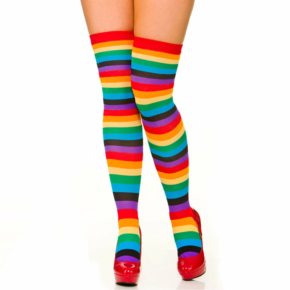 Wicked Rainbow Striped Knee High Clown Socks Clown & Circus 3 Wicked Rainbow Striped Knee High Clown Socks Clown & Circus