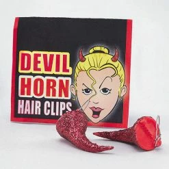 Bristol Red Glitter Devil Horn Hair Clips Halloween Accessories