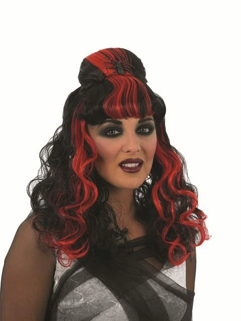 My Fancy Dress Halloween Red And Black Spider Wig 3 My Fancy Dress Halloween Red And Black Spider Wig