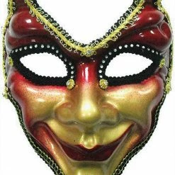 Bristol Red And Gold Devilish Jester Masquerade Mask Costume Accessories