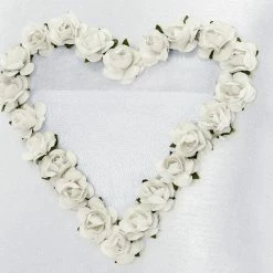 Partydecor Wedding White Flower Ring Bearer Pillow