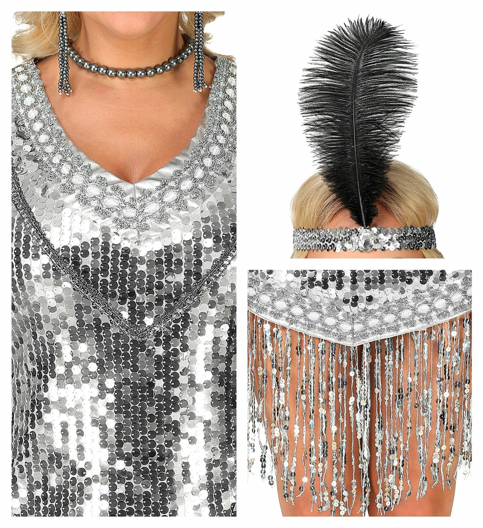 Widmann Decades And History Roaring 20's Silver Flapper Costume 5 Widmann Decades And History Roaring 20's Silver Flapper Costume
