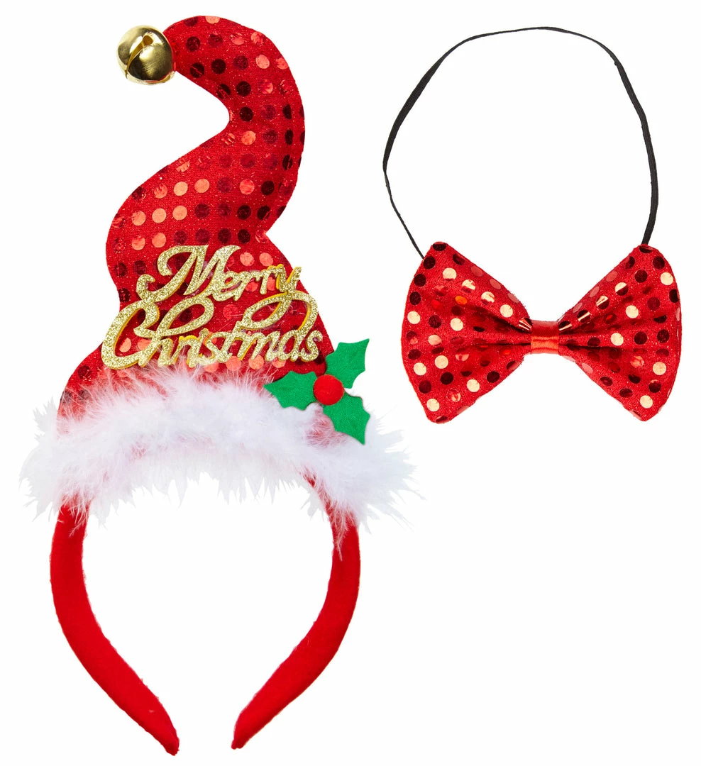 Widmann Sequin Mini Santa Hat With Jingle Bell And Bow Tie 5 Widmann Sequin Mini Santa Hat With Jingle Bell And Bow Tie