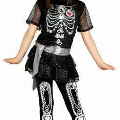 Fiestas Guirca Shiny Skeleton Costume Girl Halloween