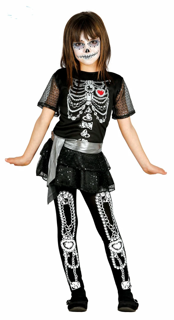 Fiestas Guirca Shiny Skeleton Costume Girl Halloween 3 Fiestas Guirca Shiny Skeleton Costume Girl Halloween