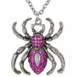 Widmann Halloween Accessories Silver Spider Necklace With Purple Back