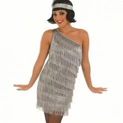 Funshack Silver Flapper Dress Costume Decades And History 5 Funshack Silver Flapper Dress Costume Decades And History