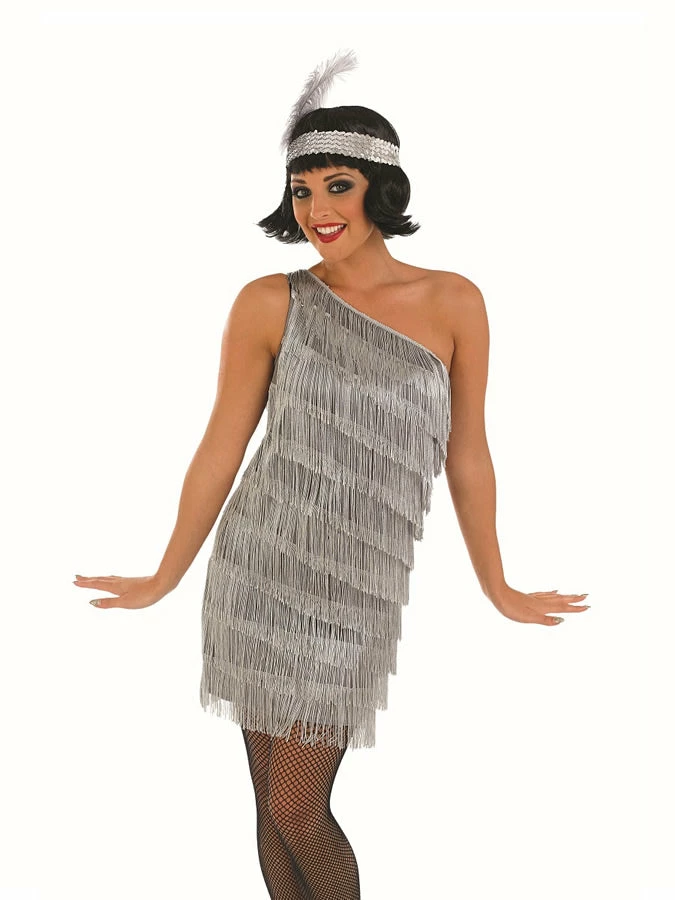Funshack Silver Flapper Dress Costume Decades And History 4 Funshack Silver Flapper Dress Costume Decades And History