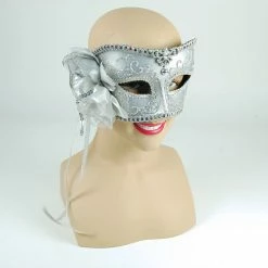 Bristol Silver Mask With Rose Side Decorations Masks