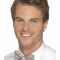 Smiffy's Costume Accessories Silver Sequin Bow Tie