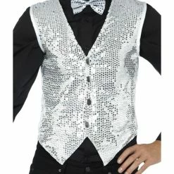 Smiffy's Silver Sequin Waistcoat Ladies