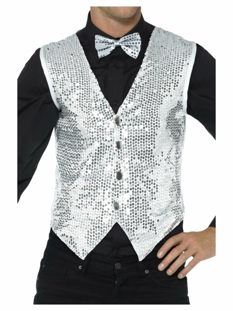 Smiffy's Silver Sequin Waistcoat Ladies 3 Smiffy's Silver Sequin Waistcoat Ladies