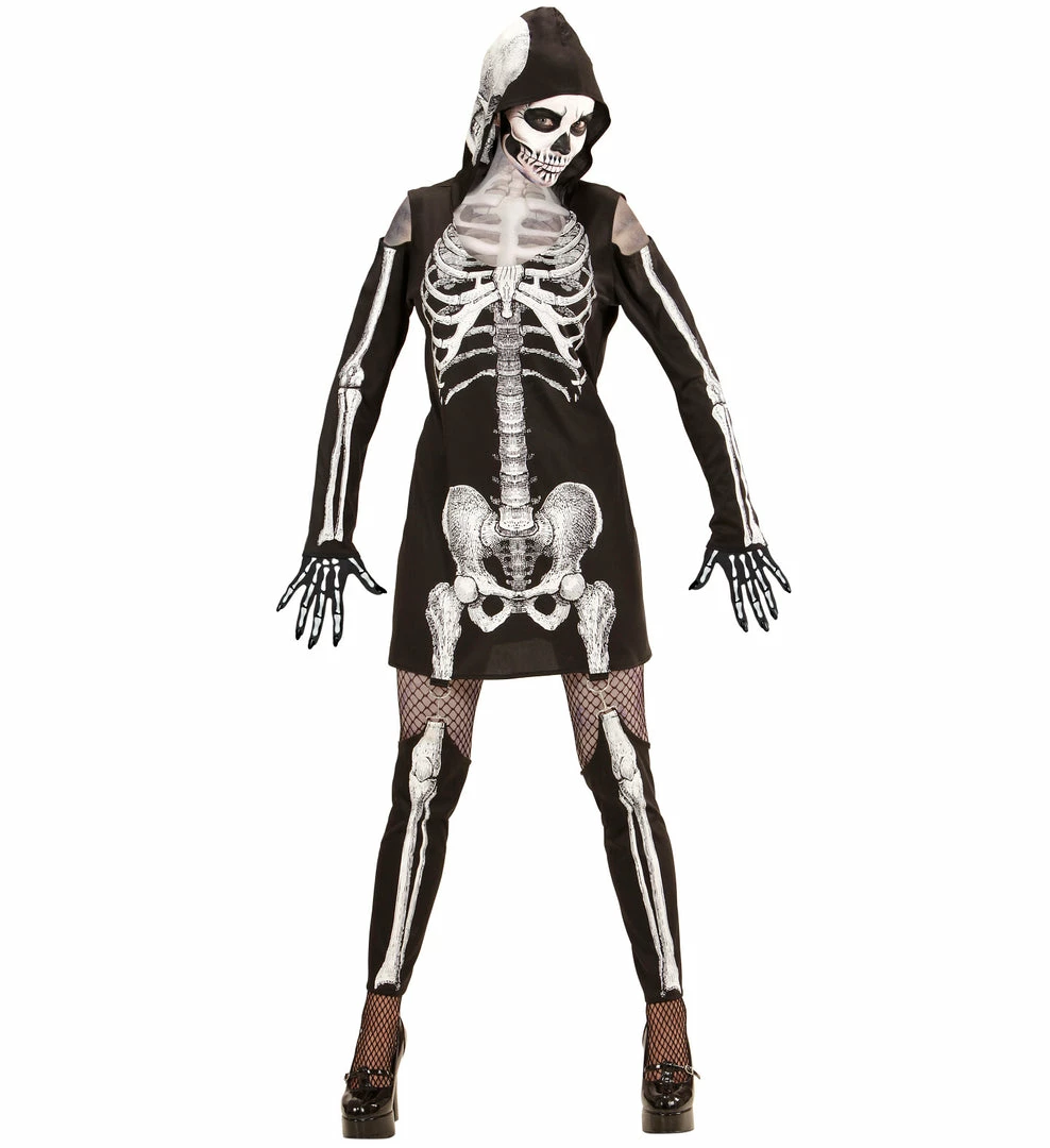 Widmann Skeleton Hooded Dress Costume Adult 4 Widmann Skeleton Hooded Dress Costume Adult