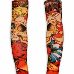Widmann Costume Accessories Skull And Roses Tattoo Arms Sleeves