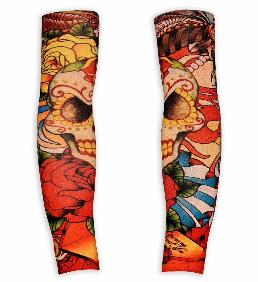 Widmann Costume Accessories Skull And Roses Tattoo Arms Sleeves 3 Widmann Costume Accessories Skull And Roses Tattoo Arms Sleeves