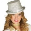 Fiestas Guirca Hats & Headwear Sliver Glitter Top Hat 2 Fiestas Guirca Hats & Headwear Sliver Glitter Top Hat
