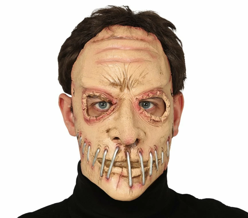Fiestas Guirca Stapled Mouth Latex Mask Halloween Accessories 3 Fiestas Guirca Stapled Mouth Latex Mask Halloween Accessories