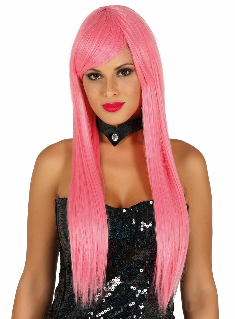 Fiestas Guirca Straight Long Pink Wig Deluxe Wigs 3 Fiestas Guirca Straight Long Pink Wig Deluxe Wigs
