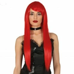 Fiestas Guirca Wigs Straight Long Red Wig Deluxe