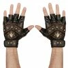 Widmann Deluxe Studded Fingerless Skull And Crossbones Gloves 1970's